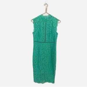 Bardot US 6/ Small Mint Green Lace Panel Sheath‎ Mock Neck Sleeveless Dress